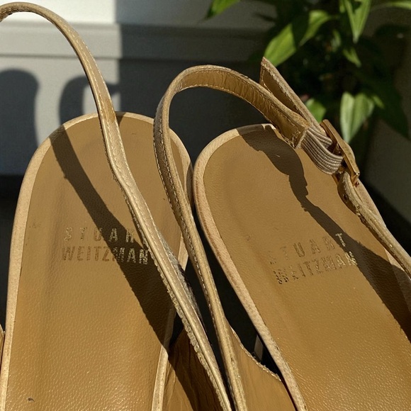 Stuart Weitzman Tan and Gold Leopard kitten slingback Heels - Picture 11 of 11